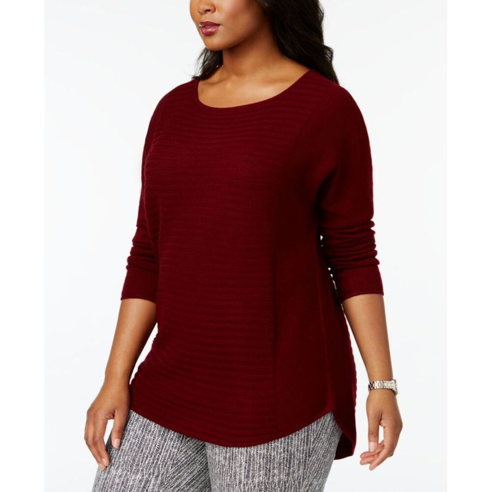 Charter Club Plus Size Cashmere Ribbed High Low Sweater